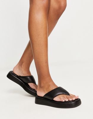 ASOS DESIGN Fern toe thong sandals in black