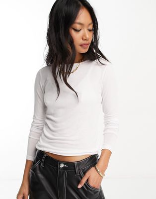 ASOS DESIGN fine knit long sleeve crew neck in white