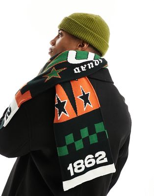 ASOS DESIGN football style print scarf in multi-Orange