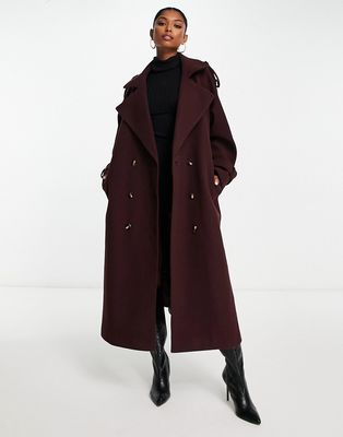 ASOS DESIGN formal trench coat in oxblood-Red