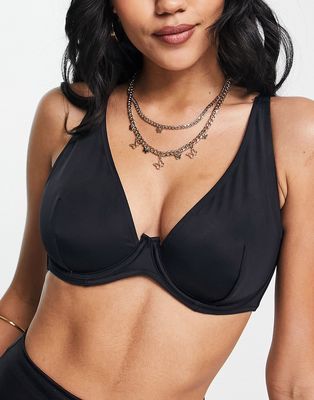 ASOS DESIGN Fuller Bust Maya mix and match step front underwire bikini top in black
