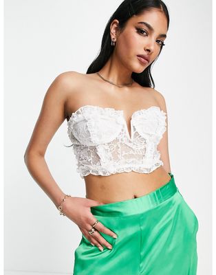ASOS DESIGN Going Out lace corset in white