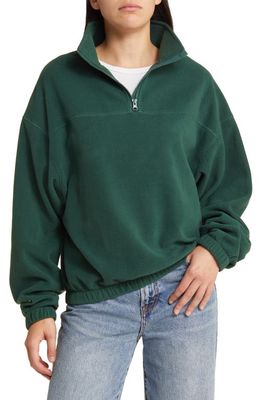 ASOS DESIGN Half Zip Cotton Sweatshirt in Khaki