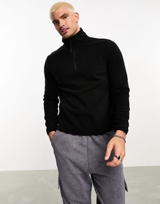 ASOS DESIGN half zip polar fleece sweatshirt in black