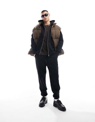 ASOS DESIGN heavyweight oversized zip through hoodie in black