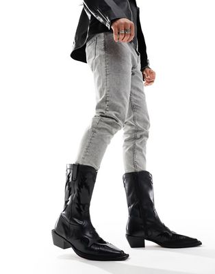 ASOS DESIGN heeled Chelsea western boots in black paledo