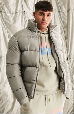 ASOS DESIGN Hooded Puffer Jacket in Grey
