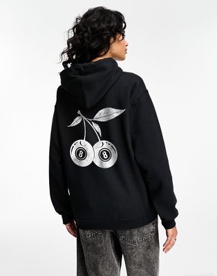 ASOS DESIGN hoodie with cherry graphic in black