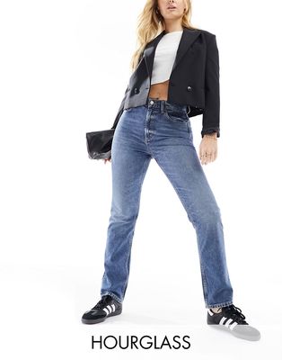 ASOS DESIGN Hourglass 90s straight jean in mid blue