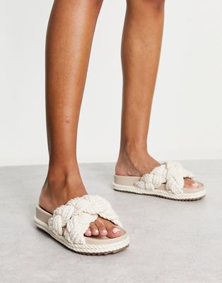 ASOS DESIGN Jasmine braided espadrille footbed sandals in off white