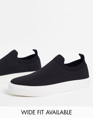 ASOS DESIGN knit slip on sneakers in black