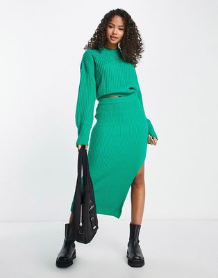 ASOS DESIGN knitted midi skirt in green - part of a set