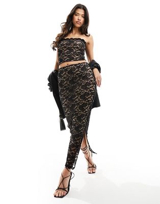 ASOS DESIGN lace maxi column skirt in black - part of a set