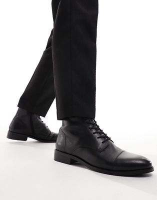 ASOS DESIGN lace up boots in black leather