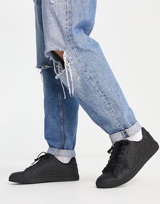 ASOS DESIGN lace up sneakers in black with embossed panels
