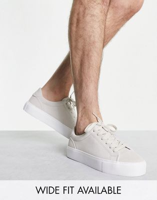 ASOS DESIGN lace up sneakers in gray faux leather