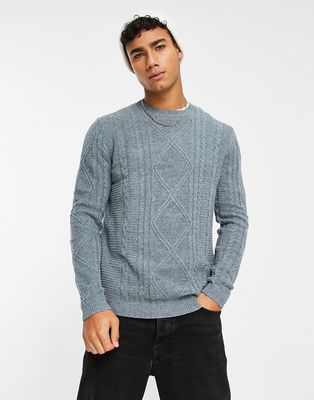 ASOS DESIGN lambswool crew neck sweater in blue
