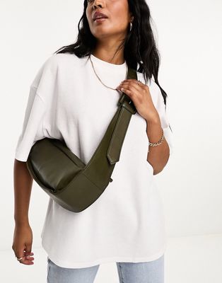 ASOS DESIGN leather sling crossbody bag in green