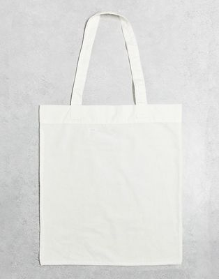 ASOS DESIGN lightweight cotton tote bag in ecru-White