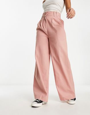 ASOS DESIGN linen wide leg suit pants in dusty pink