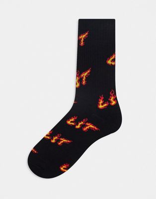 ASOS DESIGN lit design socks in black