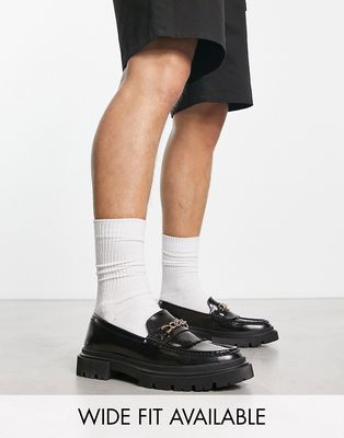 ASOS DESIGN loafers with chunky sole and snaffle detail in black leather