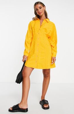 ASOS DESIGN Long Sleeve Mini Shirtdress in Yellow