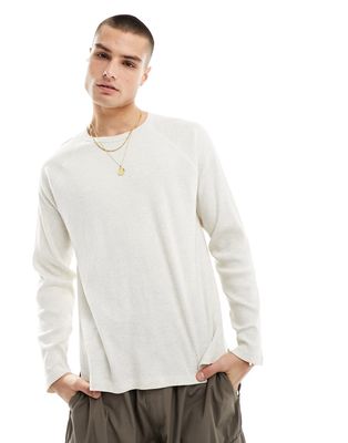 ASOS DESIGN long sleeve relaxed brushed rib T-shirt in gray heather