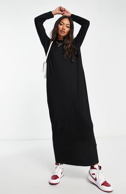 ASOS DESIGN Long Sleeve T-Shirt Maxi Dress in Black