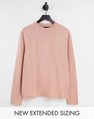 ASOS DESIGN long sleeve T-shirt with crew neck in tan - BEIGE-Neutral