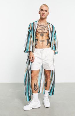 ASOS DESIGN Longline Knit Jacket in Turquoise
