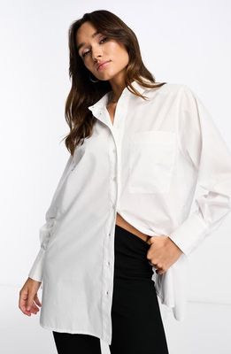 ASOS DESIGN Longline Woven Shirt in White