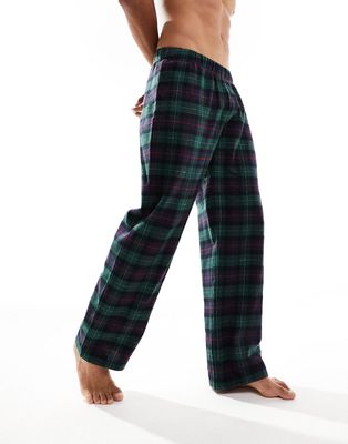 ASOS DESIGN lounge pajama bottoms in green check