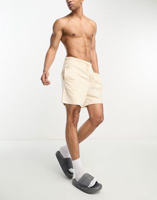 ASOS DESIGN lounge pajama shorts with wider waistband in sandshell-Neutral