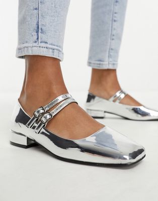 ASOS DESIGN Lychee heeled mary jane in silver