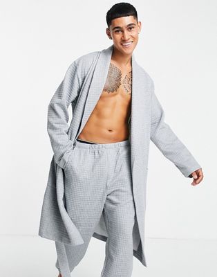 ASOS DESIGN matching quilted robe in gray-Grey