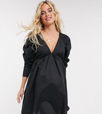 ASOS DESIGN Maternity cotton babydoll mini dress in black