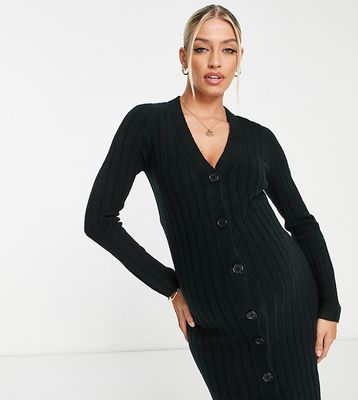ASOS DESIGN Maternity knitted mini dress with button through detail in black