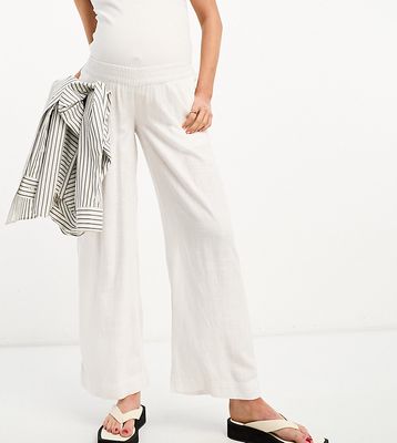 ASOS DESIGN Maternity linen pull on pants in off white