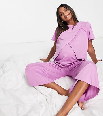 ASOS DESIGN Maternity mix & match cotton culotte in lilac - PURPLE