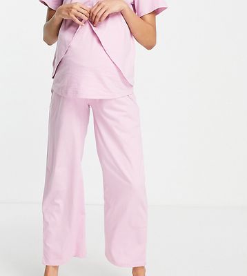 ASOS DESIGN Maternity mix & match cotton pajama pants in pink - PINK