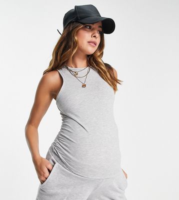 ASOS DESIGN Maternity ruched side tank in gray heather