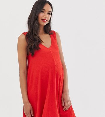 ASOS DESIGN Maternity sleeveless textured mini v-neck swing dress