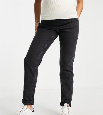 ASOS DESIGN Maternity slim mom jeans in washed black with under the bump waistband