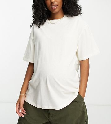 ASOS DESIGN Maternity textured oversized T-shirt in cream-White