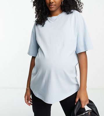 ASOS DESIGN Maternity textured oversized T-shirt in soft blue
