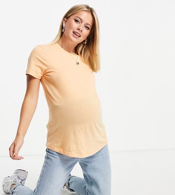 ASOS DESIGN Maternity ultimate cotton t-shirt with crew neck in peach-Orange