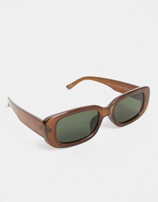 ASOS DESIGN mid square sunglasses in crystal brown