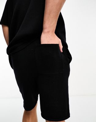 ASOS DESIGN mid-weight knit cotton shorts in black