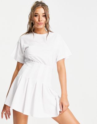 ASOS DESIGN mini tennis skirt t-shirt dress in white